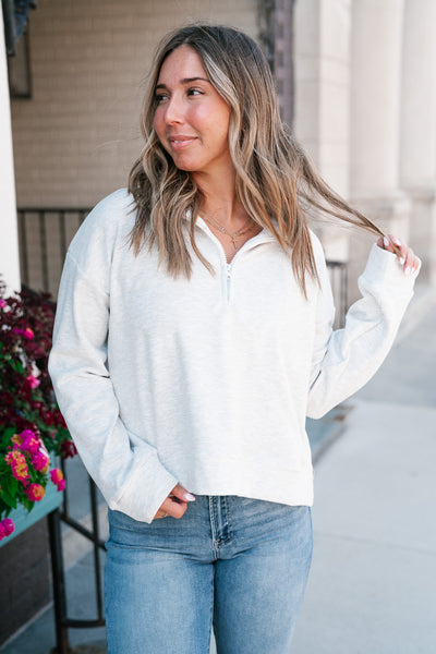 Be Right Back Half-Zip Crop Pullover