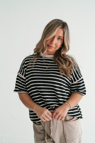 Daybreak Striped Top - Black
