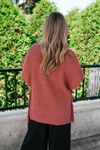Morning Light Side Tie Knit Blouse - Dusty Red