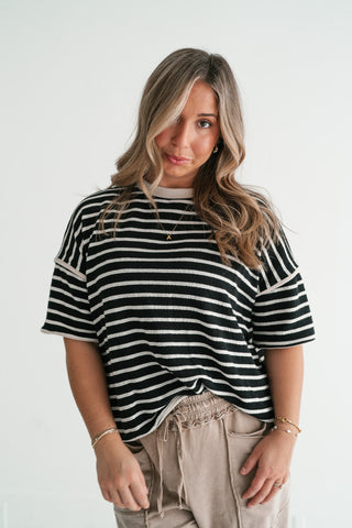 Daybreak Striped Top - Black