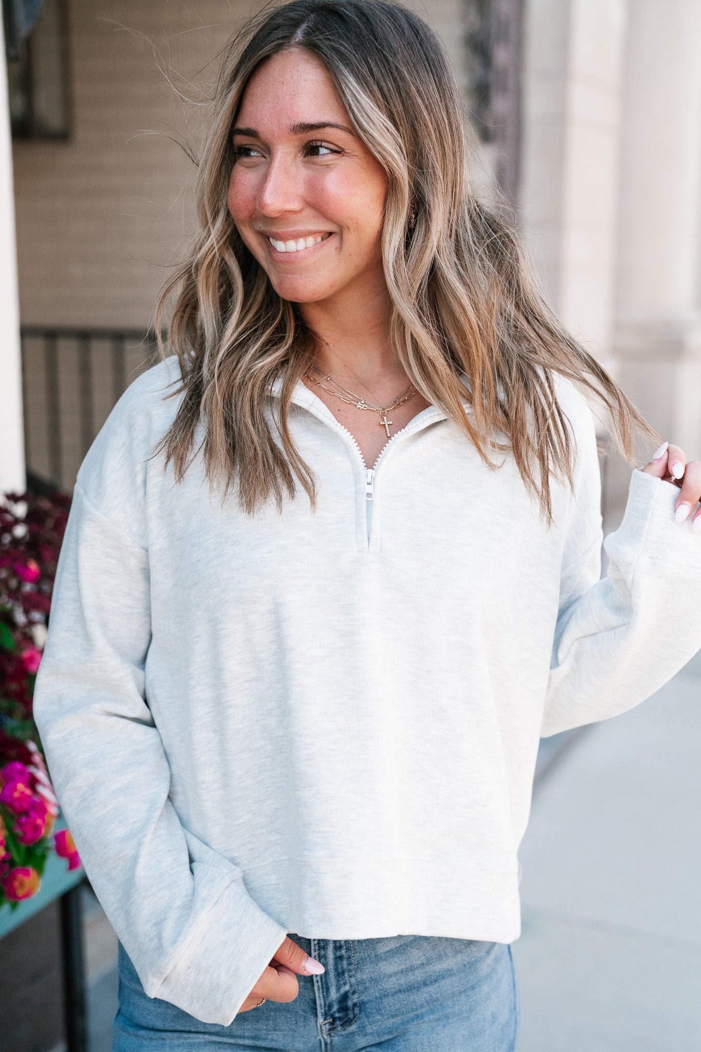 Be Right Back Half-Zip Crop Pullover