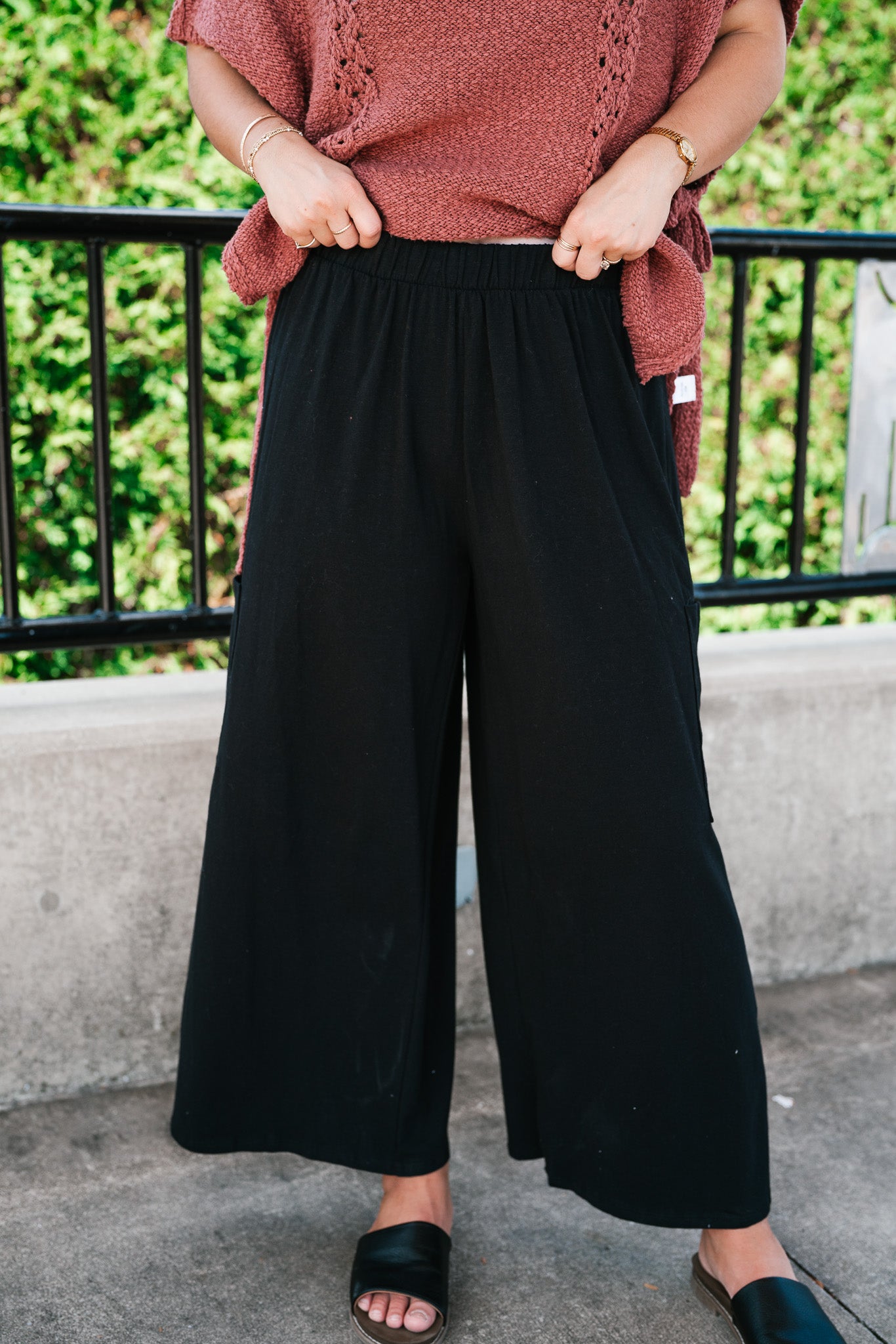 Midnight Wide Leg Side Pocket Pants