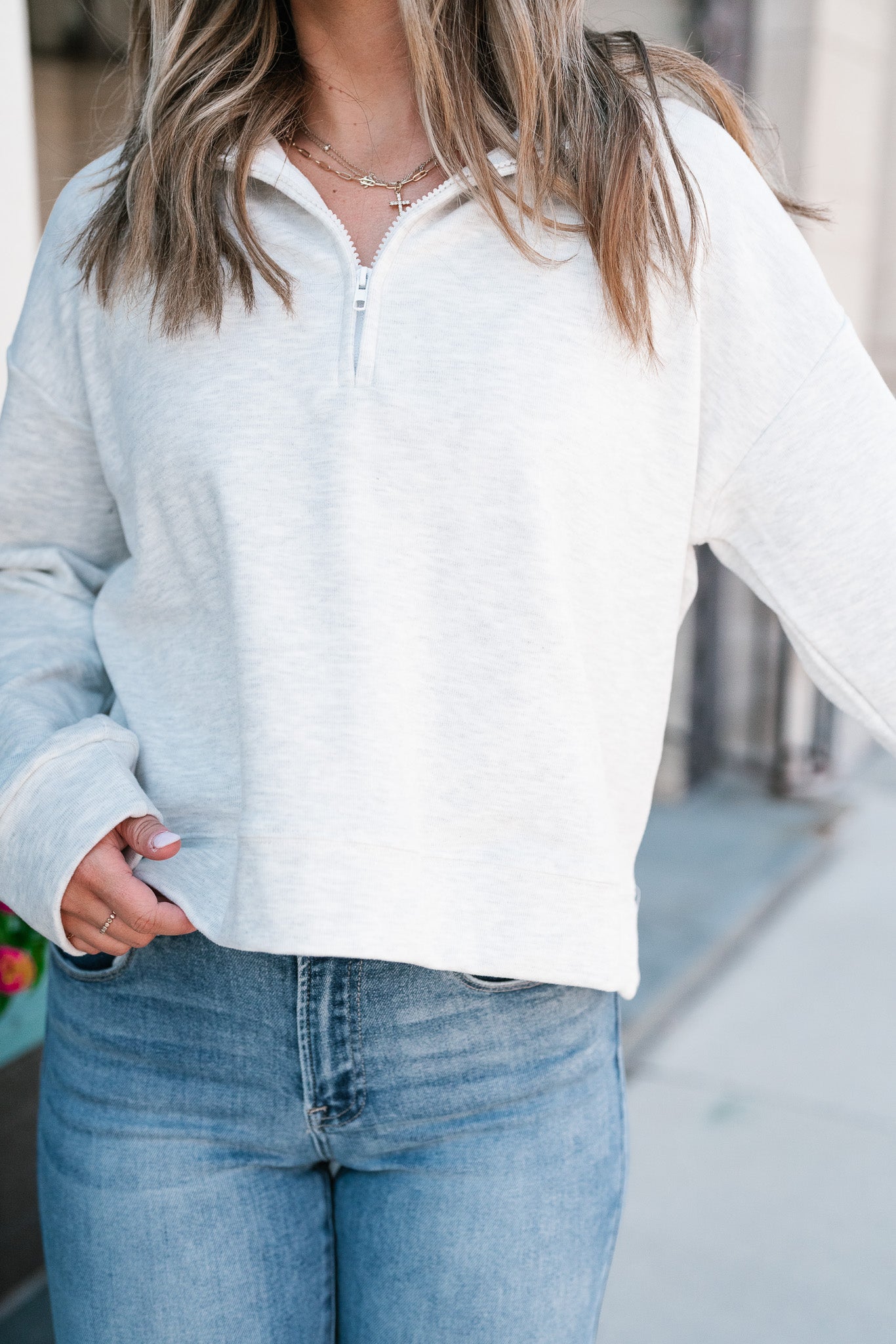 Be Right Back Half-Zip Crop Pullover