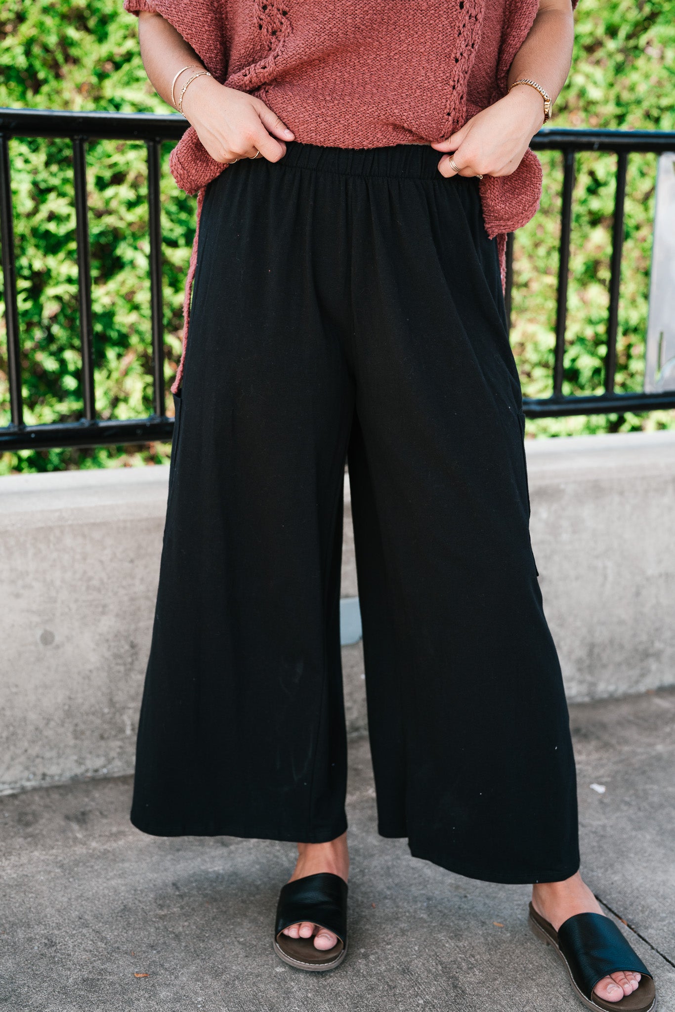 Midnight Wide Leg Side Pocket Pants