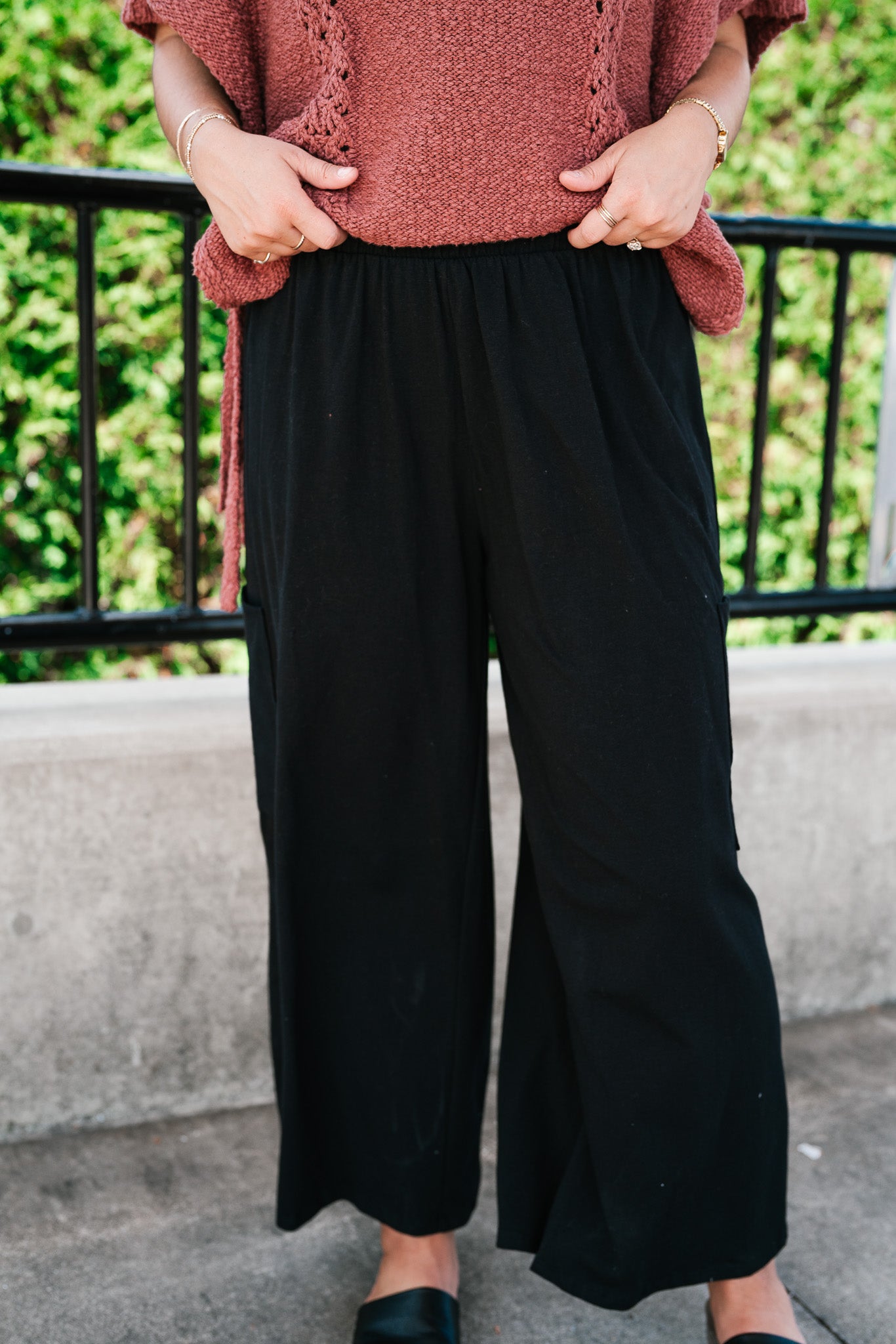 Midnight Wide Leg Side Pocket Pants