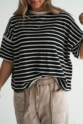 Daybreak Striped Top - Black