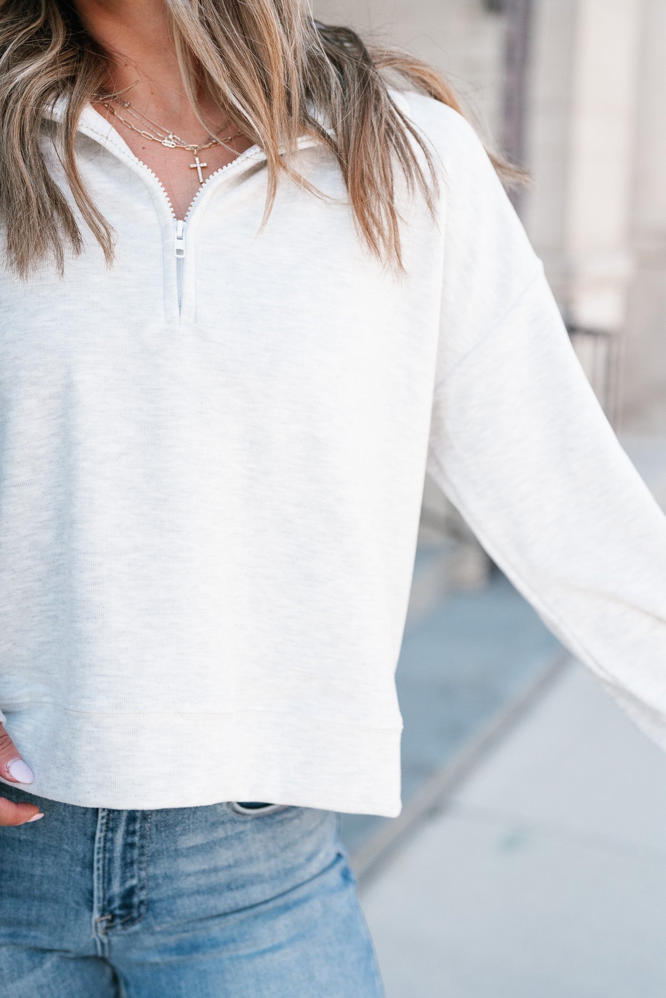 Be Right Back Half-Zip Crop Pullover