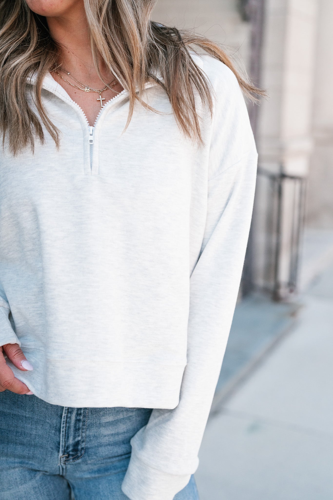 Be Right Back Half-Zip Crop Pullover