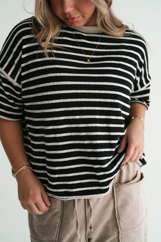 Daybreak Striped Top - Black