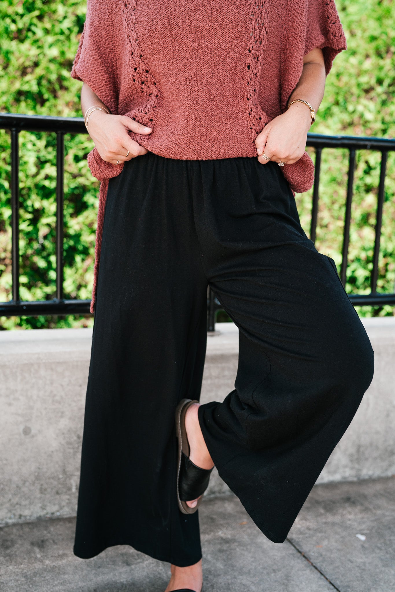 Midnight Wide Leg Side Pocket Pants