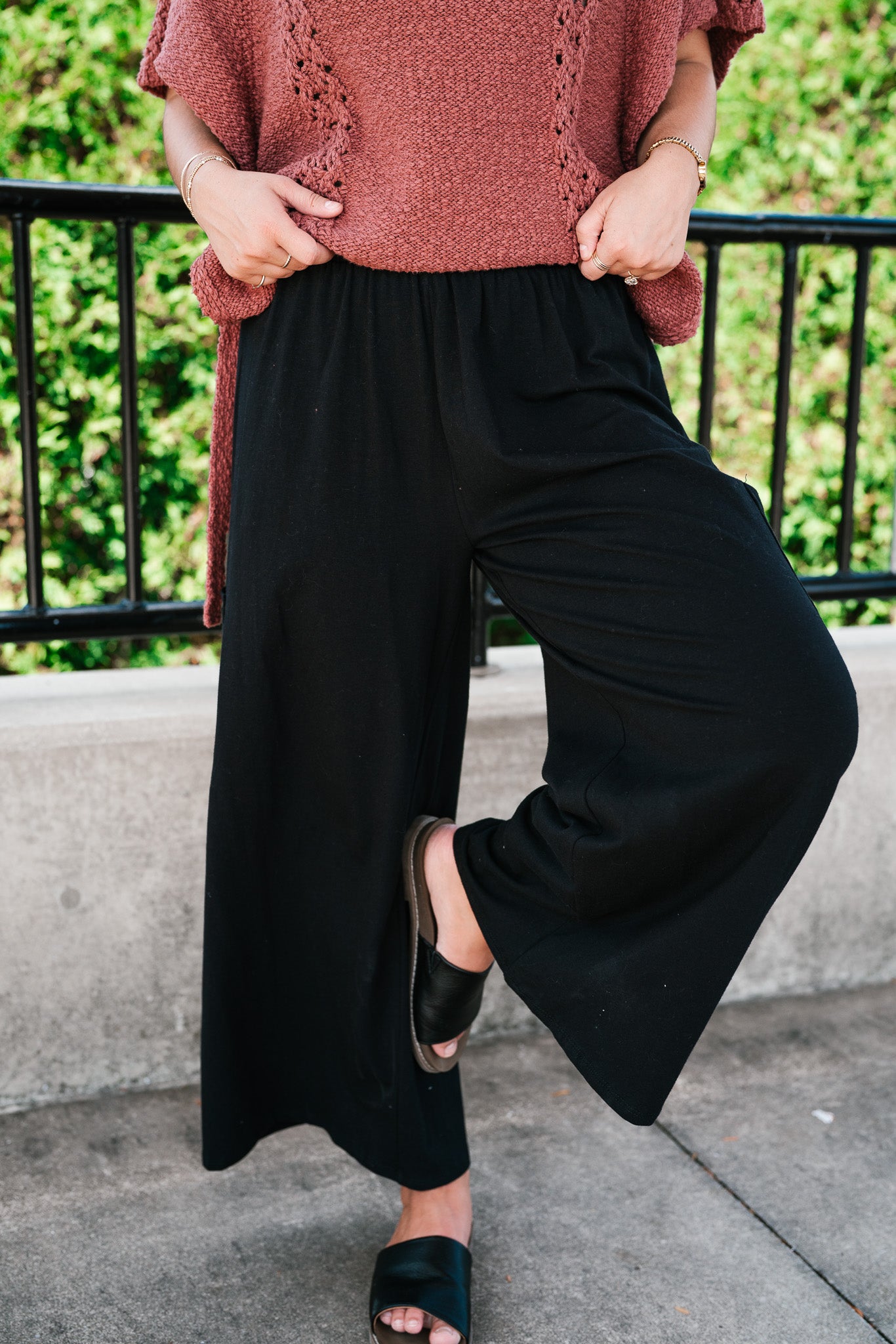 Midnight Wide Leg Side Pocket Pants