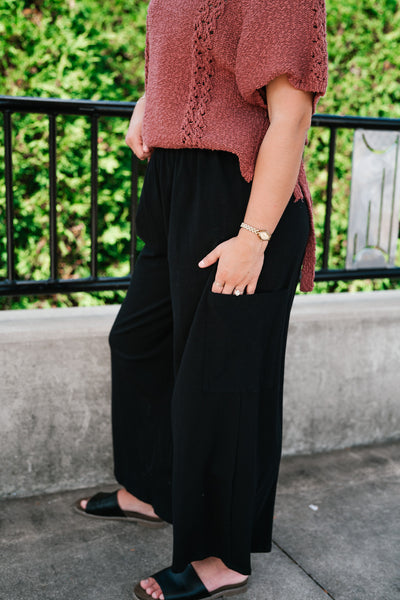 Midnight Wide Leg Side Pocket Pants