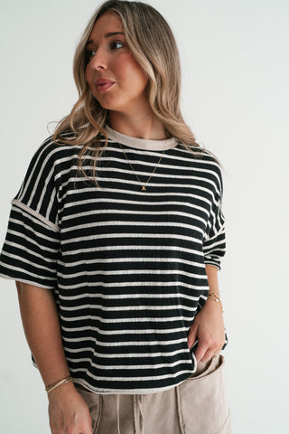 Daybreak Striped Top - Black