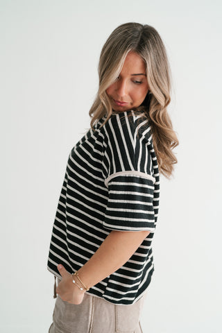 Daybreak Striped Top - Black