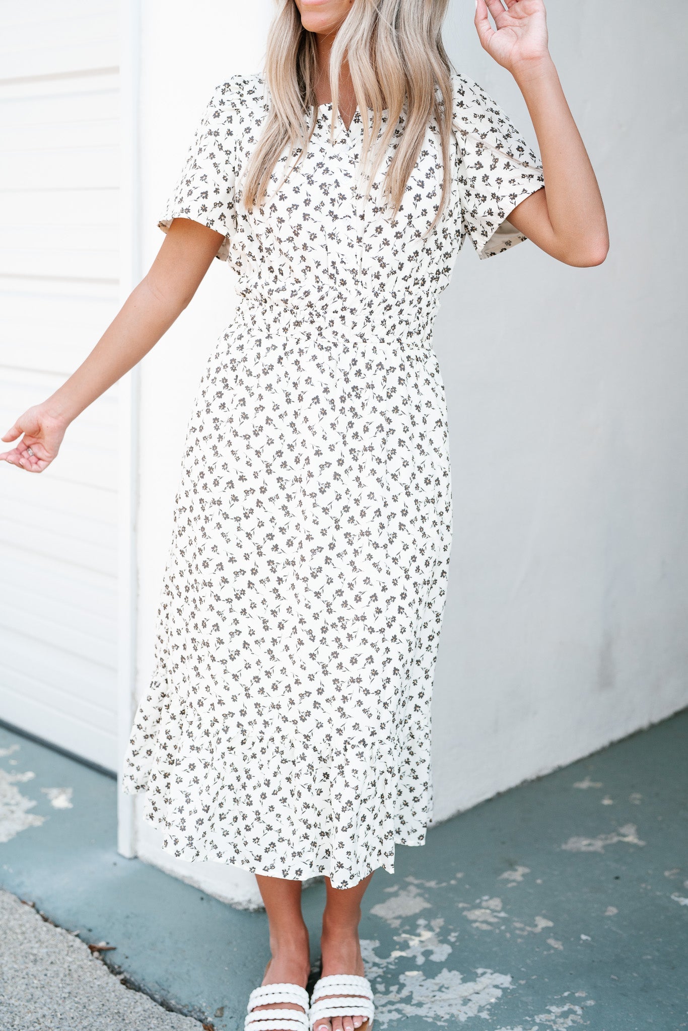Dainty Floral Whimsical Midi Dress