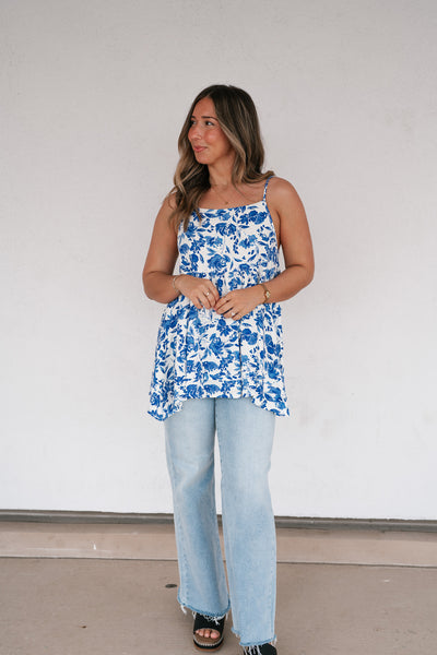 Blue Skies Floral Swing Tank