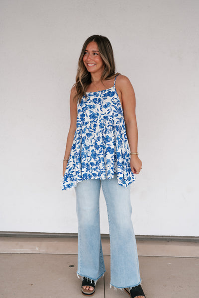 Blue Skies Floral Swing Tank