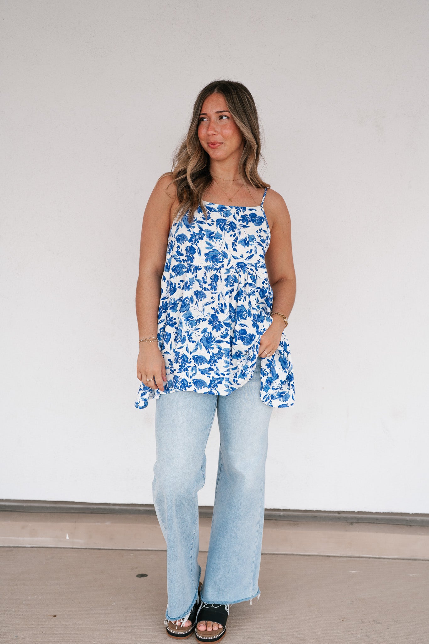Blue Skies Floral Swing Tank