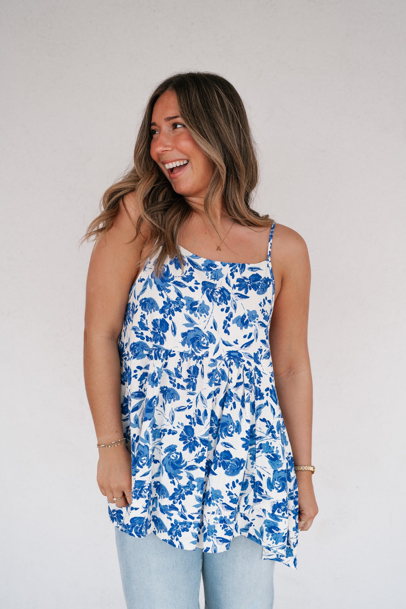 Blue Skies Floral Swing Tank