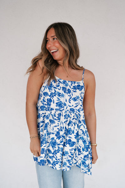 Blue Skies Floral Swing Tank