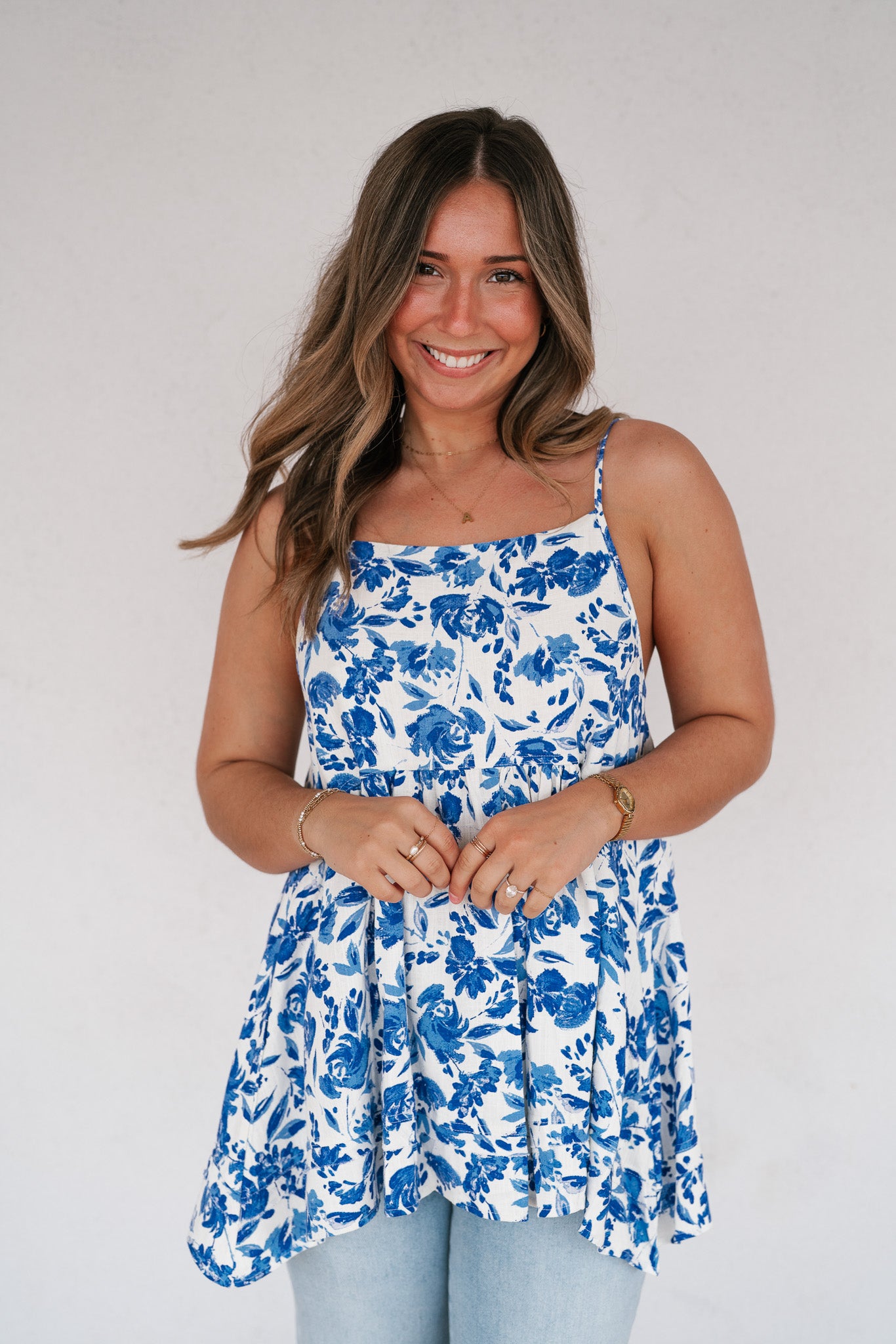 Blue Skies Floral Swing Tank