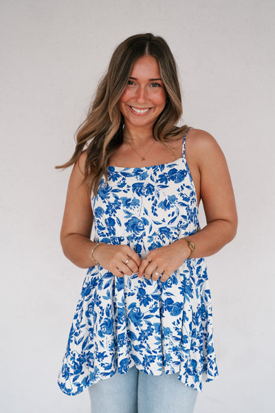 Blue Skies Floral Swing Tank