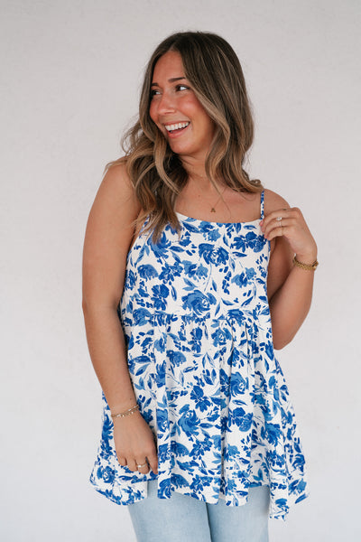 Blue Skies Floral Swing Tank