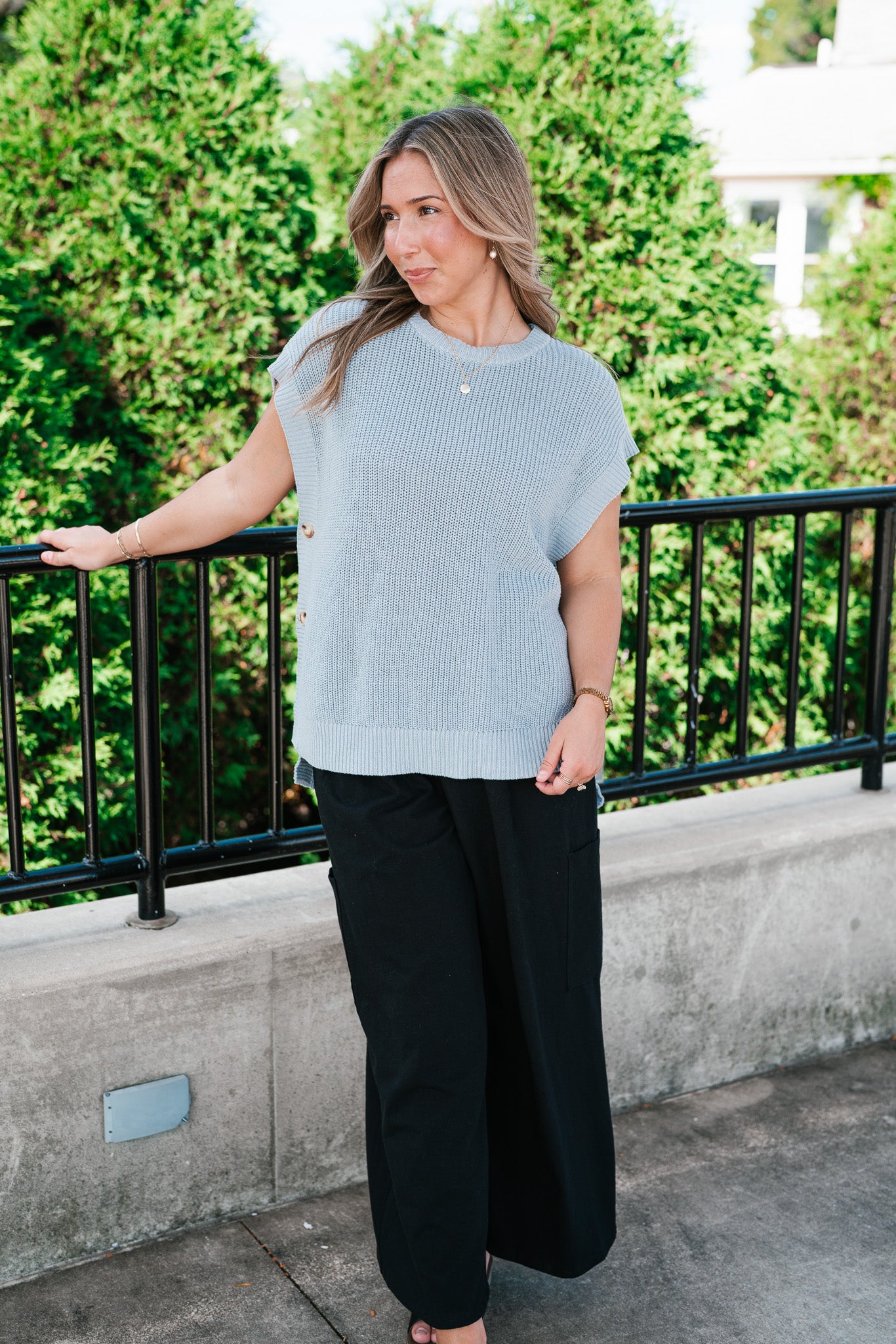 Seaside Escape Button Sweater Top