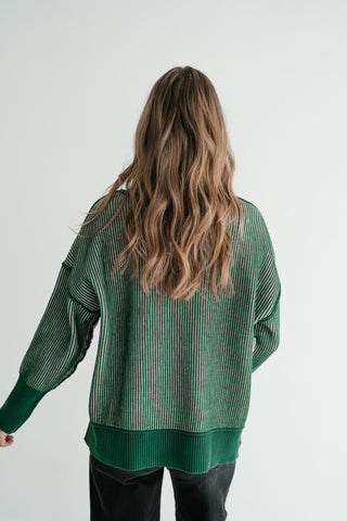 Evergreen Horizon Ribbed Knit Sweater