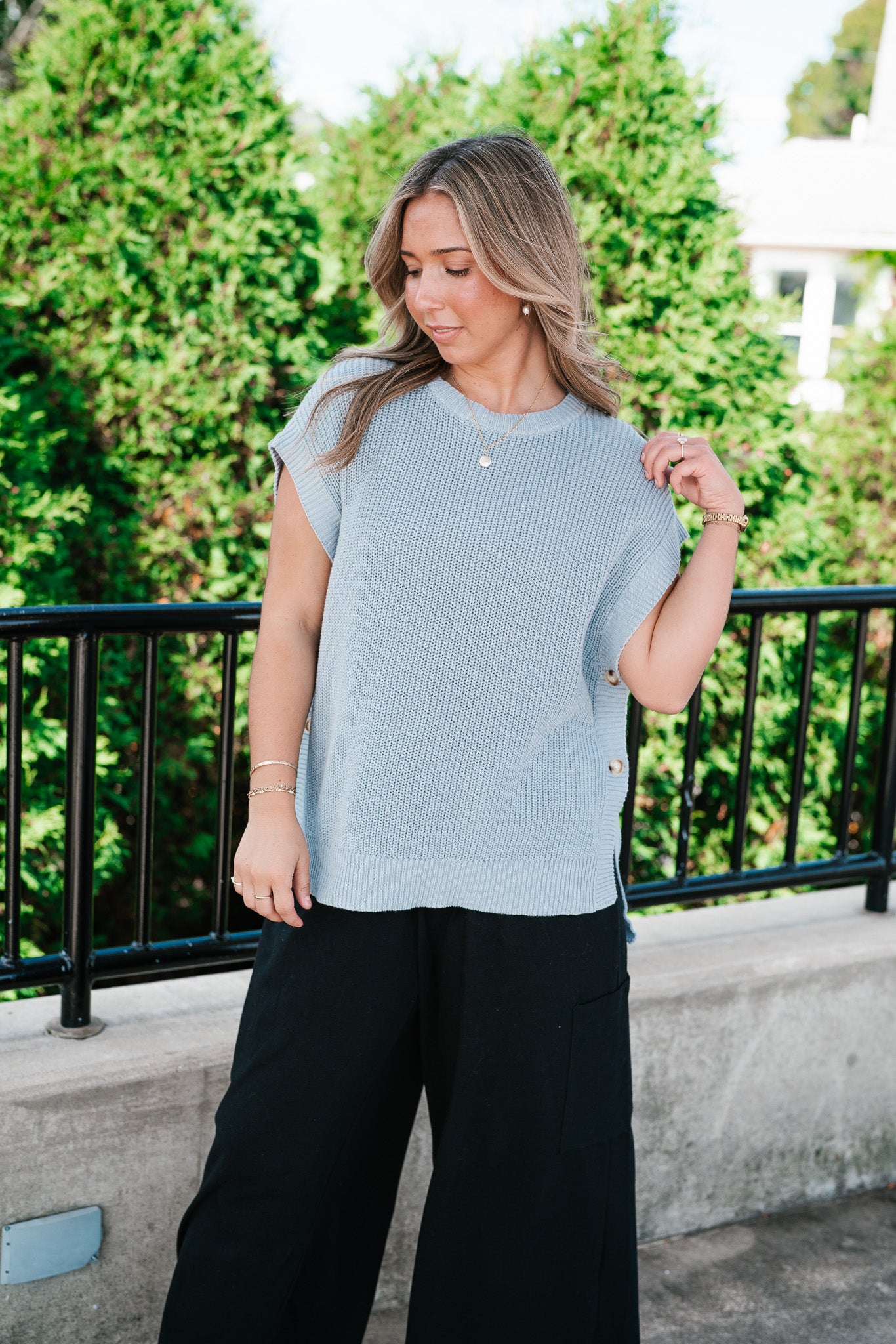 Seaside Escape Button Sweater Top
