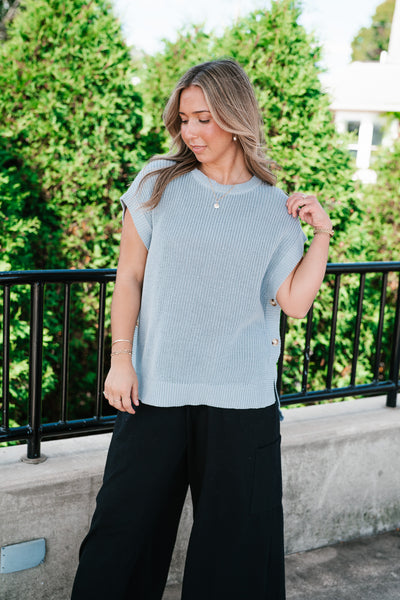 Seaside Escape Button Sweater Top