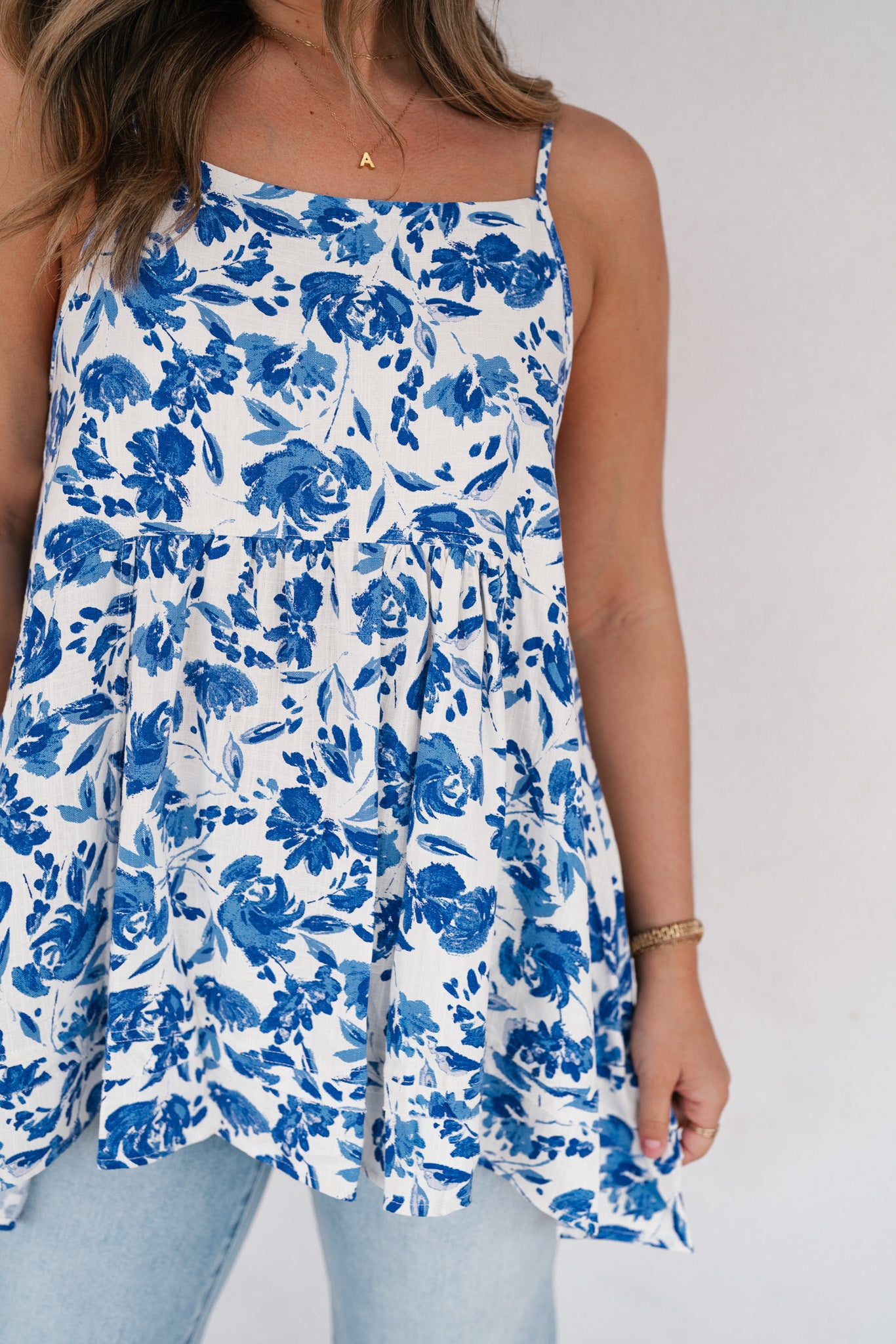 Blue Skies Floral Swing Tank