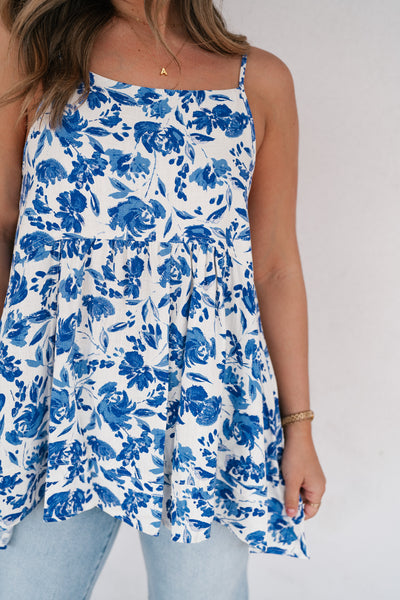 Blue Skies Floral Swing Tank