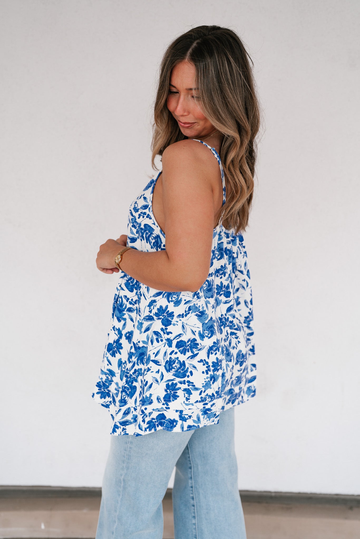 Blue Skies Floral Swing Tank