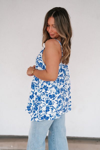 Blue Skies Floral Swing Tank
