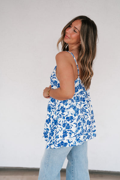 Blue Skies Floral Swing Tank