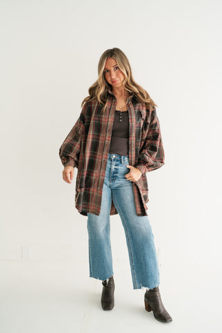 Hearthstone Oversized Distressed Plaid Shacket