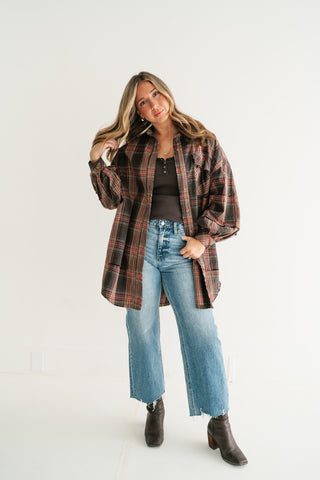 Hearthstone Oversized Distressed Plaid Shacket