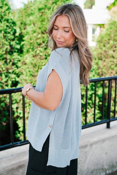 Seaside Escape Button Sweater Top