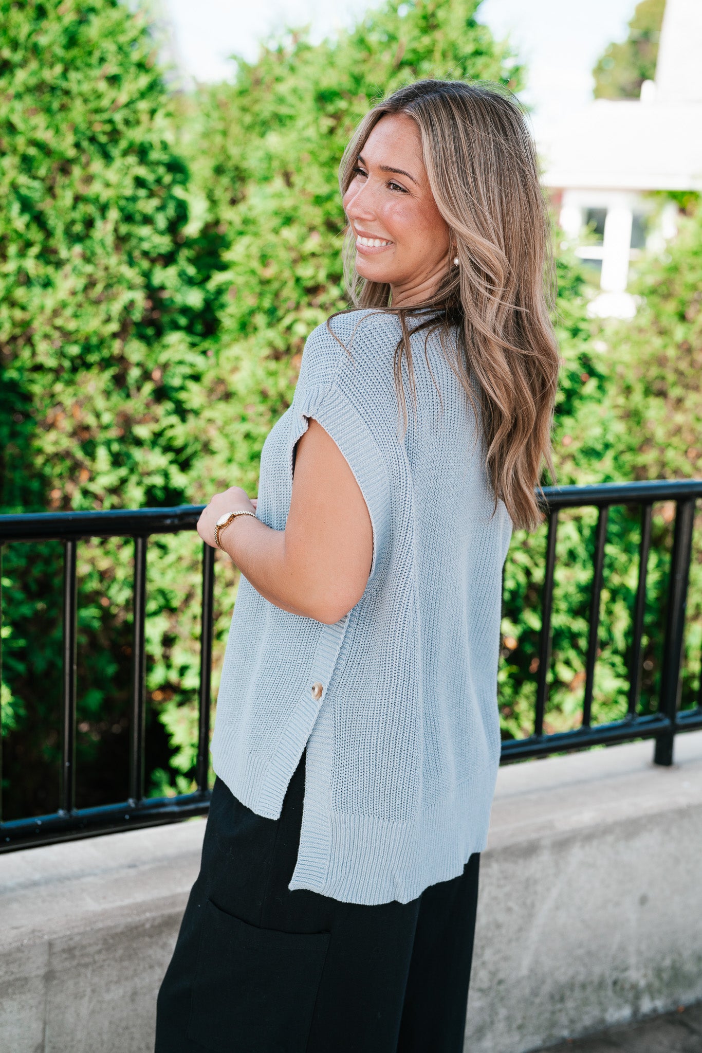 Seaside Escape Button Sweater Top