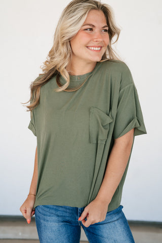 Simple Matter Pocket Front Tee - Olive