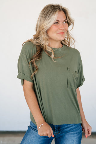 Simple Matter Pocket Front Tee - Olive