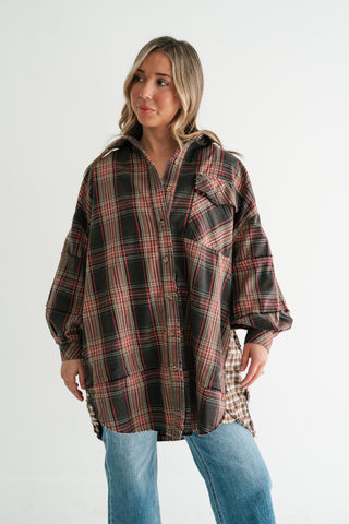 Hearthstone Oversized Distressed Plaid Shacket