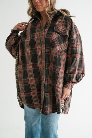 Hearthstone Oversized Distressed Plaid Shacket