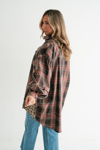 Hearthstone Oversized Distressed Plaid Shacket