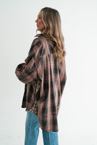 Hearthstone Oversized Distressed Plaid Shacket