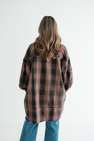 Hearthstone Oversized Distressed Plaid Shacket