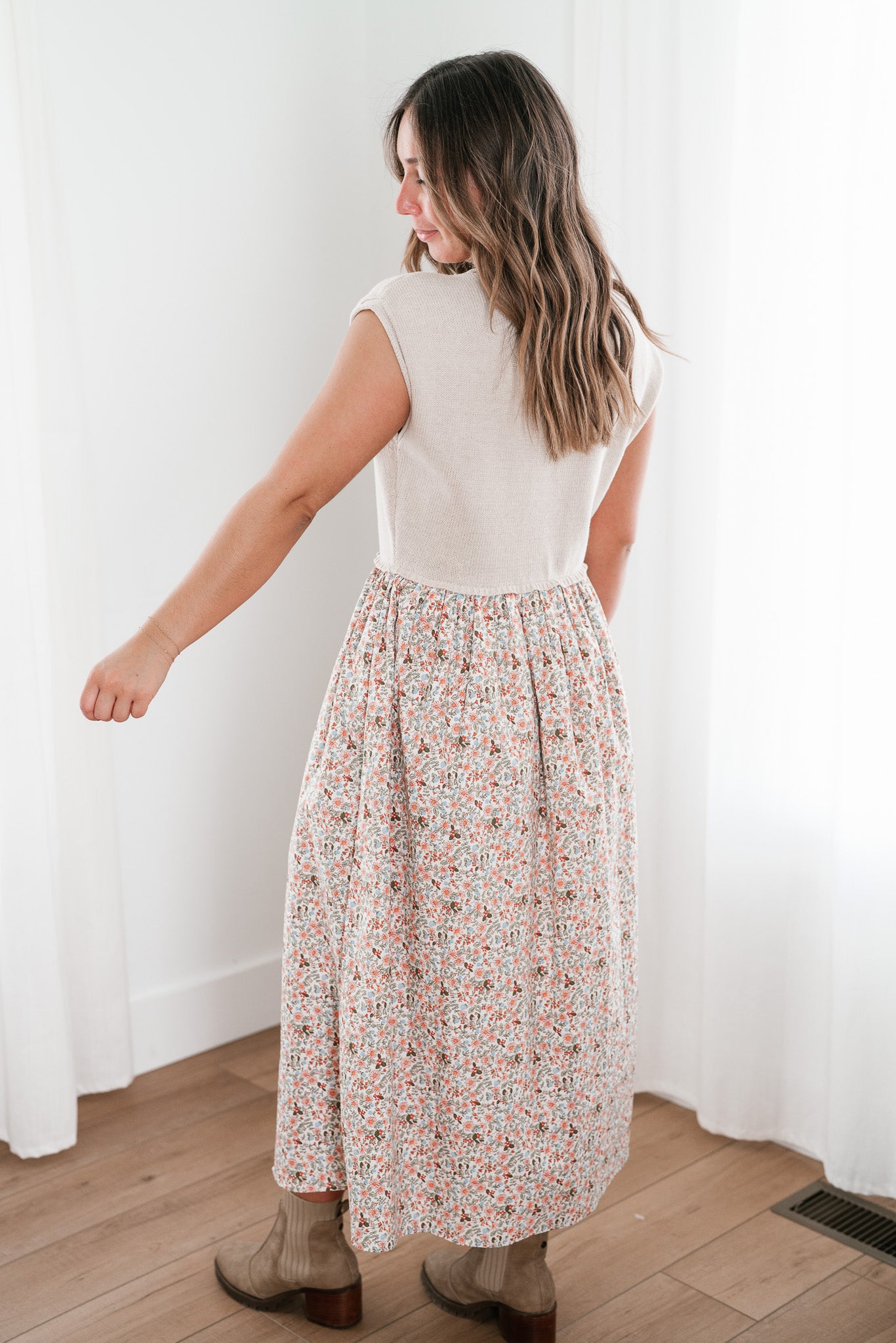 Warm Breeze Sweater Top Floral Maxi Dress