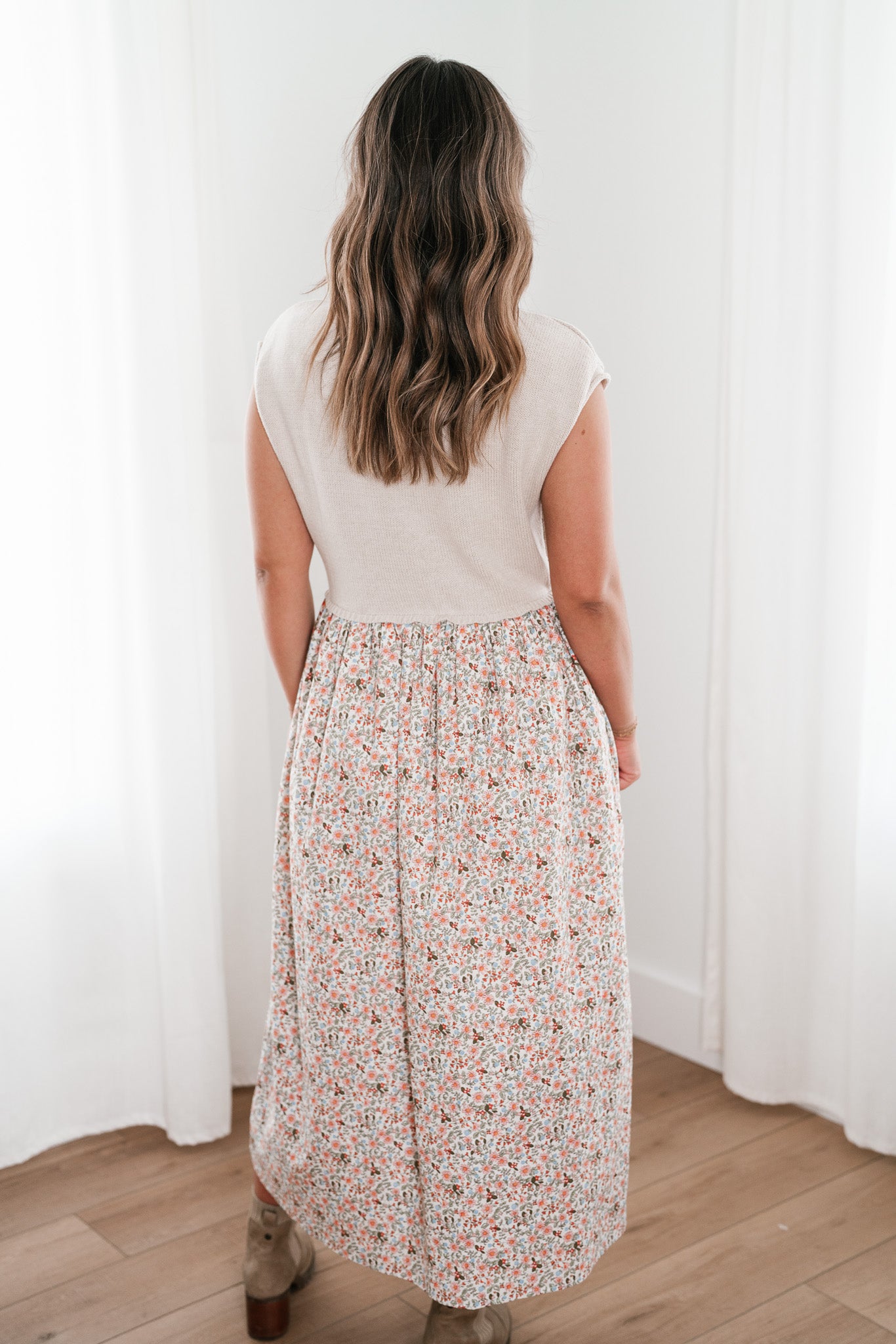 Warm Breeze Sweater Top Floral Maxi Dress