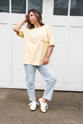 Forever Favorite Vintage Pocket Tee - Butter Yellow